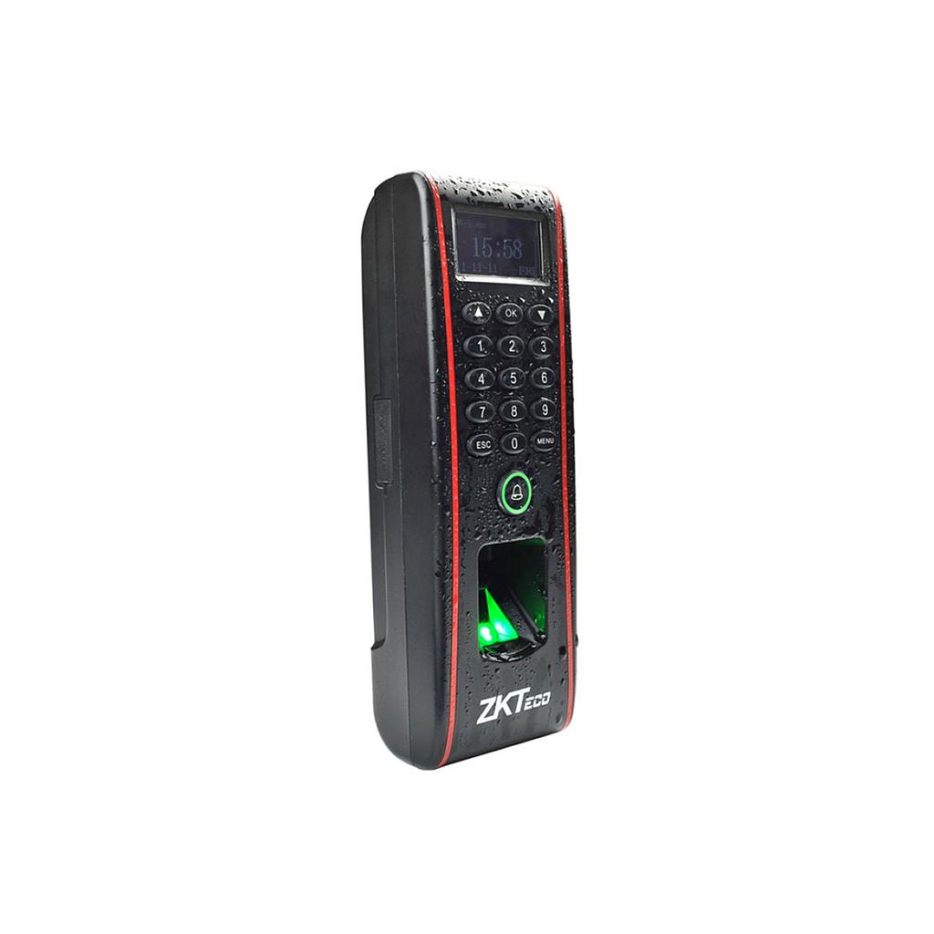 Terminal biométrica IP de huella y tarjetas RFID, con un diseño especial a prueba de agua y polvo para aplicaciones de control de acceso y gestión de asistencia de empleados, marca ZKTeco