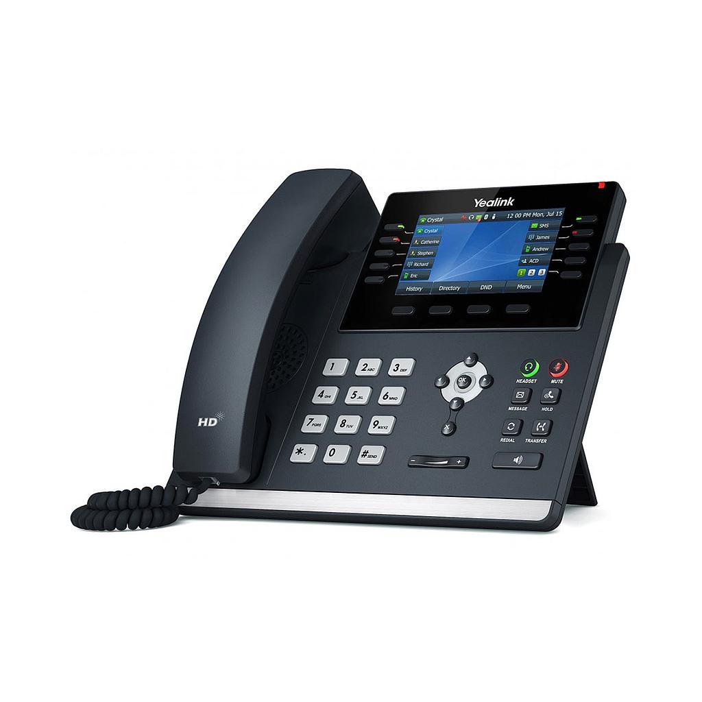 Teléfono IP de Escritorio SIP-T46U, Pantalla a color, 16 Lineas SIP, No incluye transformador, marca Yealink