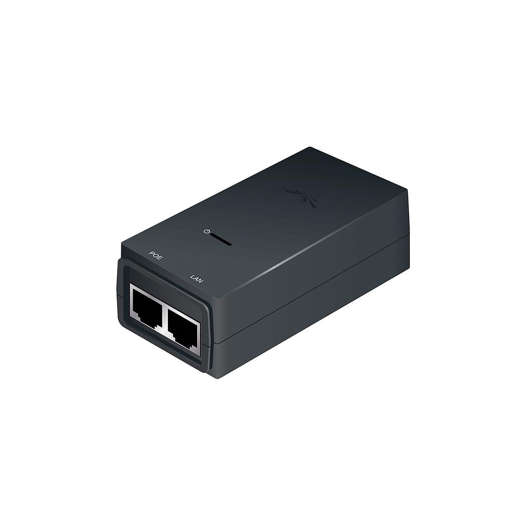 Adaptador y protector ESD PoE, 24VDC 0.5A, 12W, Gigabit LAN, marca Ubiquiti.