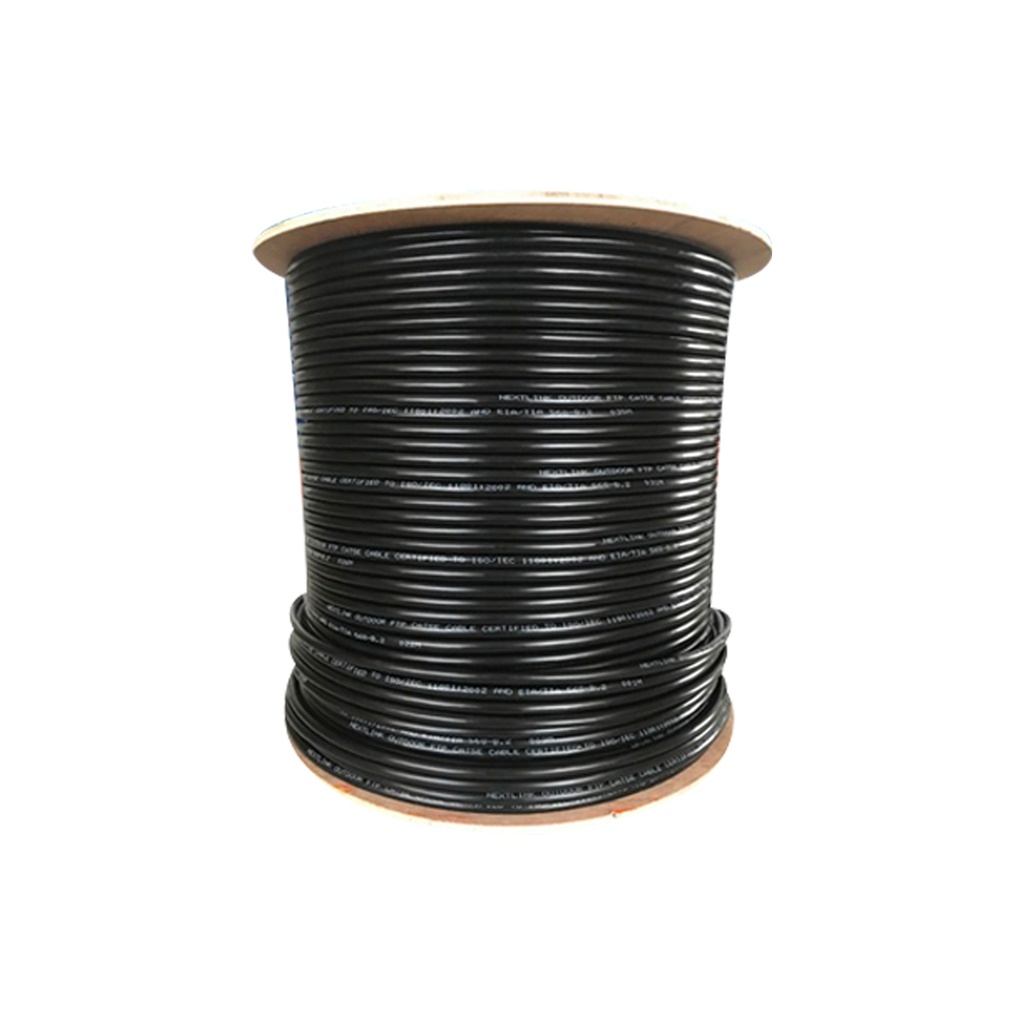 Cable FTP, Categoria 5E,  para exterior, bobina de 305 mts, ISO/IEC 11801:2002, EIA/TIA 568 B-.2, color negro, marca Nextlink.