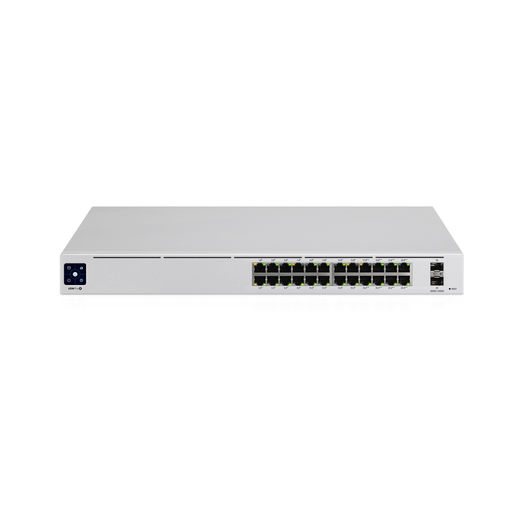 Switch Unifi administrable PoE de 24 puertos Gen2, con  16 puertos 802.3at PoE+, 8 puertos Gigabit Ethernet y 2 puertos SFP de 1G, 120W , marca Ubiquiti