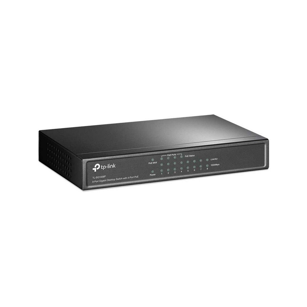 Switch 8 puertos Gigabit Ethernet con 4 puertos PoE+, para montaje en escritorio, marca TP-Link