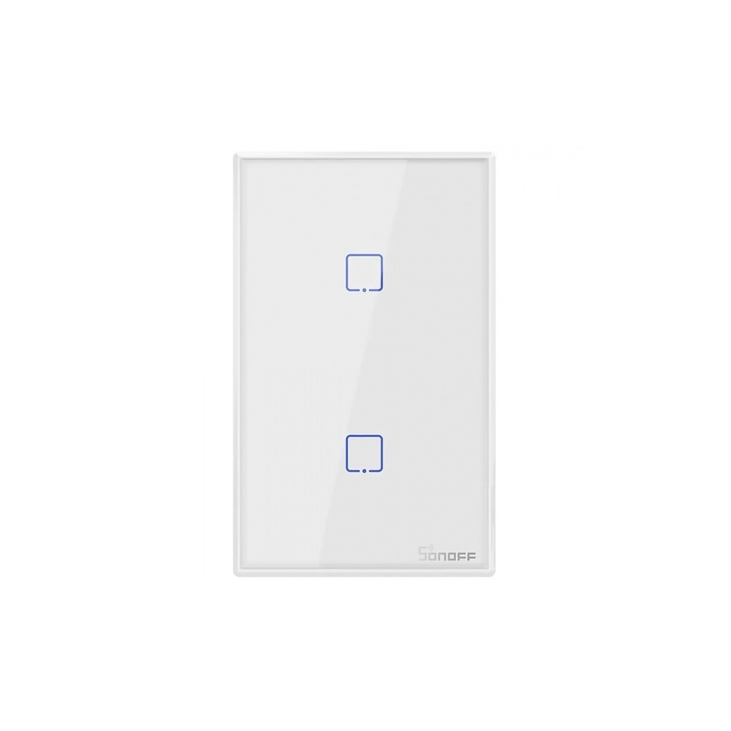 SONOFF TX - Interruptor de pared inteligente con botones touch, 2 gang, 100-240V AC 50/60Hz, 4A/Total, WiFi, RF 433MHz.