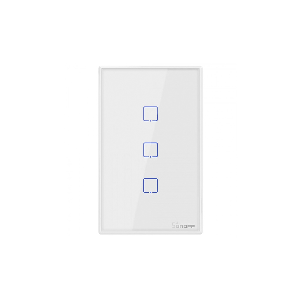 SONOFF TX - Interruptor de pared inteligente con botones touch, 3 gang, 100-240V AC 50/60Hz, 6A/Total, WiFi, RF 433MHz.