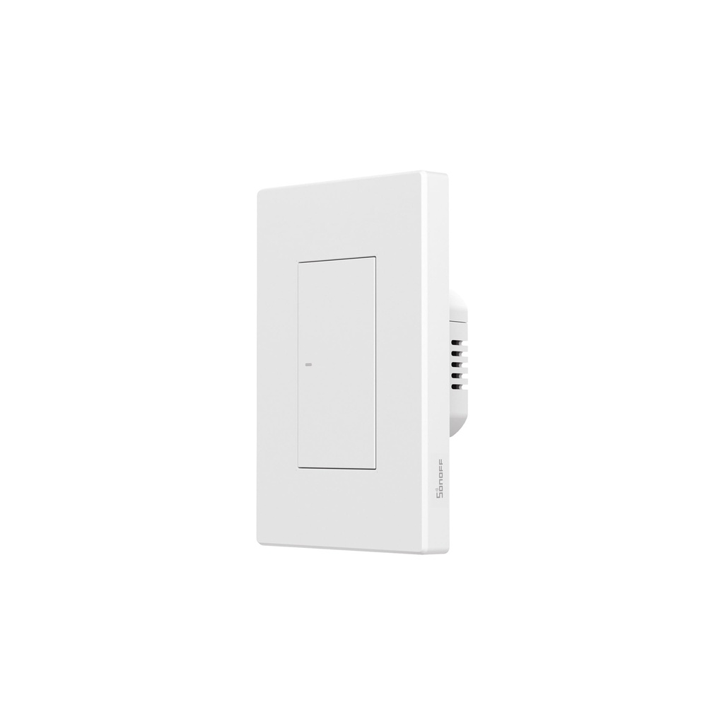Interruptor de pared inteligente sencillo, botón físico, 100-240VAC, Wi-Fi, blanco, marca Sonoff.