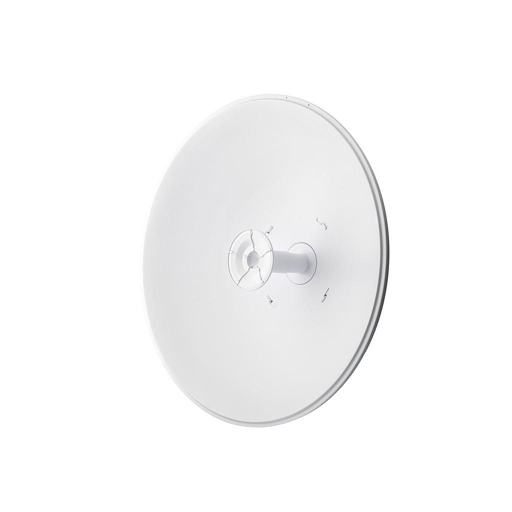Antena direccional de 2.4 GHz 24 dBi, punto a punto (PtP) de largo alcance, tecnología AirFiber, marca Ubiquiti.