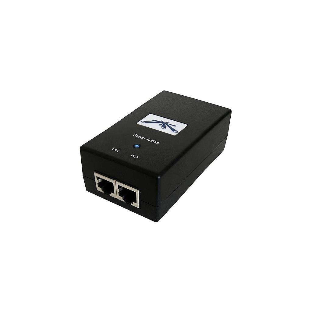 Adaptador y protector ESD PoE, 48VDC 0.5A, 24W, FE, marca Ubiquiti.
