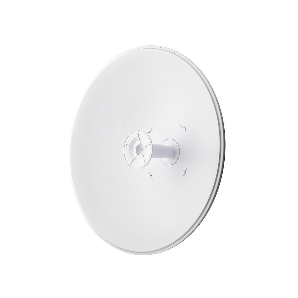 Antena direccional Rocket Dish LW, 5 GHz, 30 dBi, punto a punto (PtP) 2x2, tecnología AirPrism, AC y Wave MLO5, marca Ubiquiti.