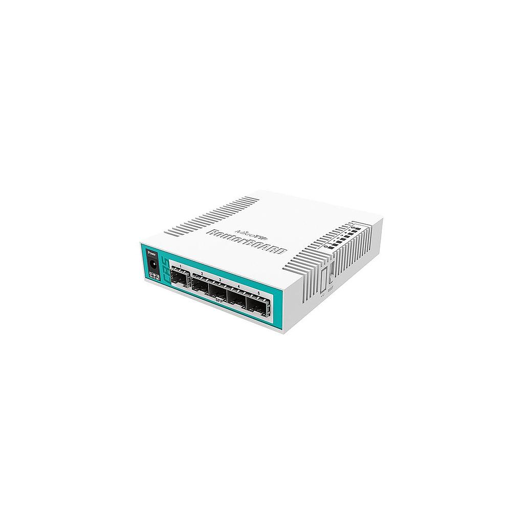 Cloud Core Router Switch inteligente de 5 SFP cages, 1x puerto combinado (SFP o Gigabit Ethernet), CPU de 400 MHz, 128 MB de RAM, carcasa de escritorio, RouterOS L5, marca Mikrotik
