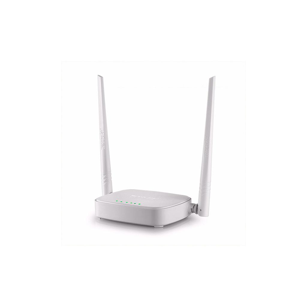 Router N301, WiFi hasta 300Mbps, 2 antenas de 5dBi, 1 puerto WAN, 3 puertos LAN 10/100, marca Tenda