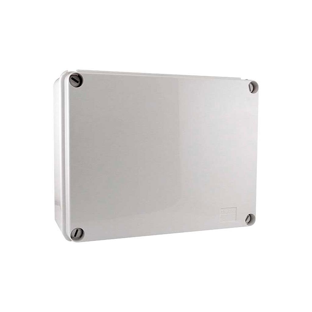 Caja plástica de registro 19x24x9 cms., IP65 con sellos de goma, color Ivory, marca Tibox.