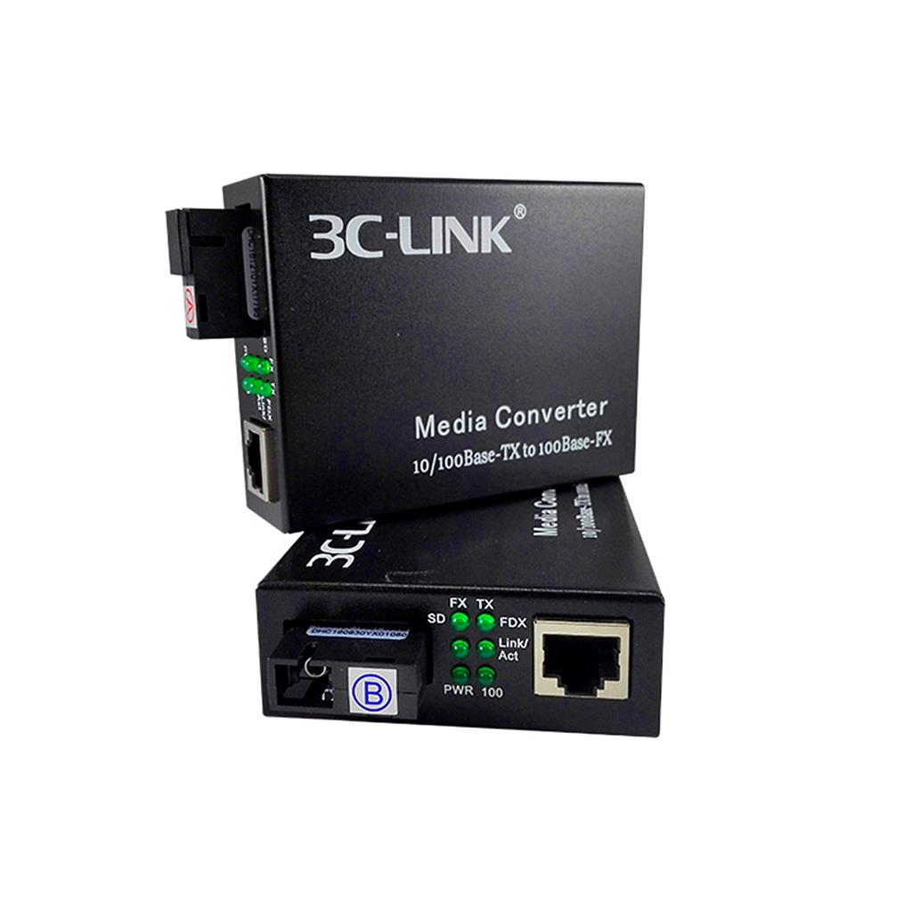 Media converter datos, TX/RX en un hilo SM, SC, 40Km, 10/100Mb, marca 3C-LINK
