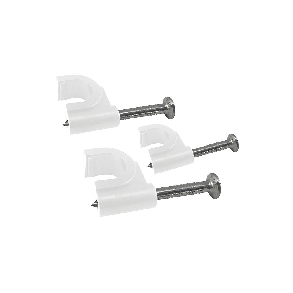 Clavo con grapa para cable RG-6 color blanco