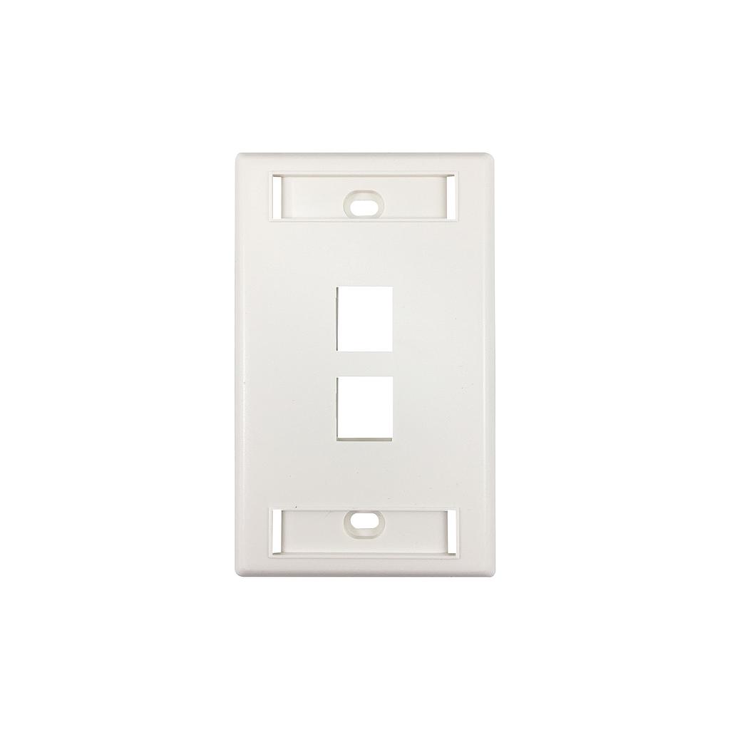 Placa de 2 posiciones para conector Keystone, color blanco, marca Ortronics