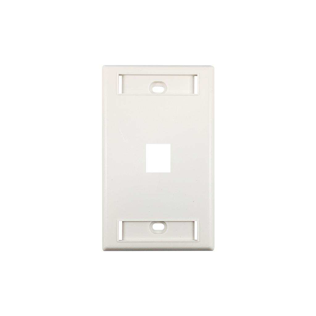 Placa de 1 posición para conector Keystone, color blanco, marca Ortronics