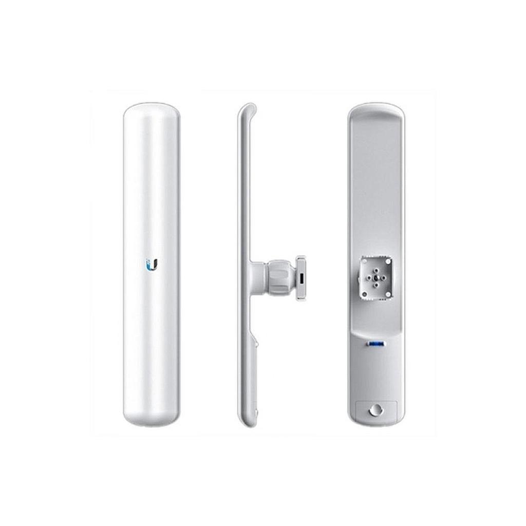 Estación base: antena sectorial de 5 GHz, 120°, 16 dBi con radio integrado, tecnología AirMax, para redes punto a multipunto (PtMP), capacidad: +450 Mbps, +50 clientes, +10kms., marca Ubiquiti.