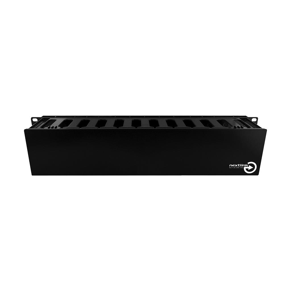 Organizador Horizontal de cableado de 2U, simple, PVC, color negro, marca Nextlink