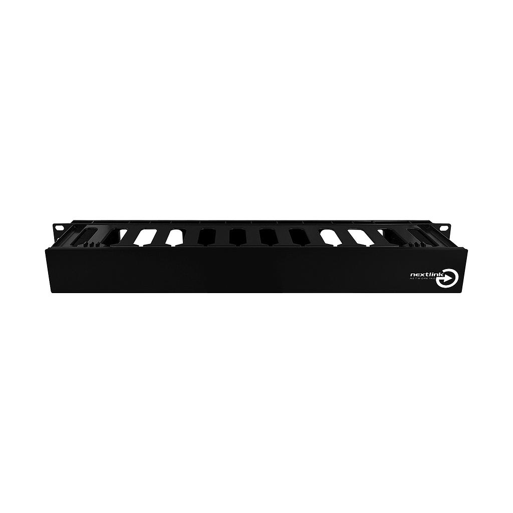 Organizador Horizontal de cableado de 1U, simple, PVC, color negro, marca Nextlink
