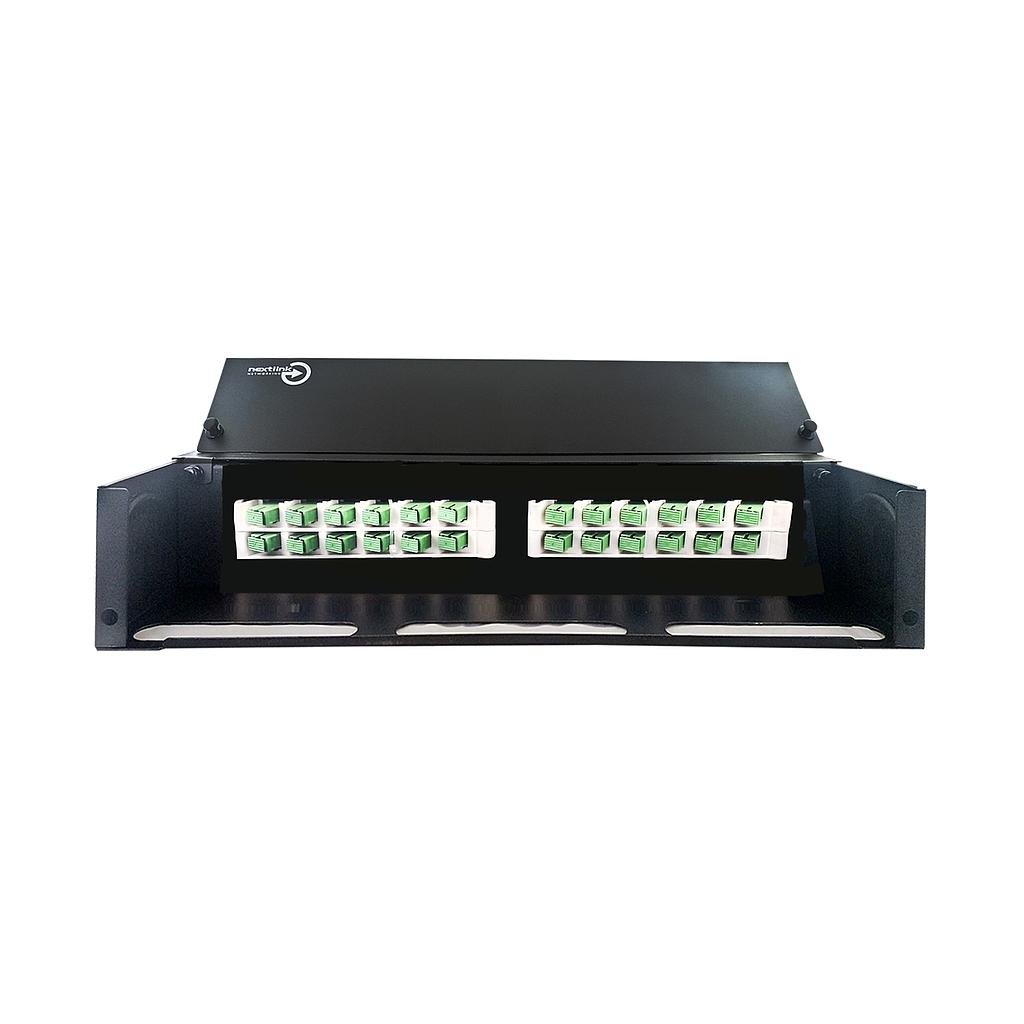 Organizador para fibra óptica (ODF) para rack 24 puertos SC/APC, marca Nextlink