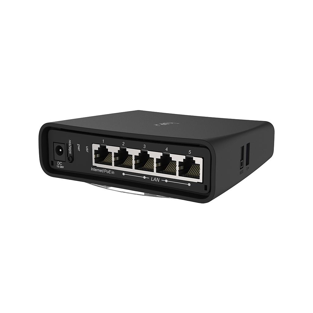 Router hAP ac2 de 2.4 / 5GHz de doble concurrencia, 802.11a / b / g / n / ac, cinco puertos Gigabit Ethernet, USB para soporte 3G / 4G, caja de torre universal y soporte de cifrado de hardware Ipsec, marca Mikrotik