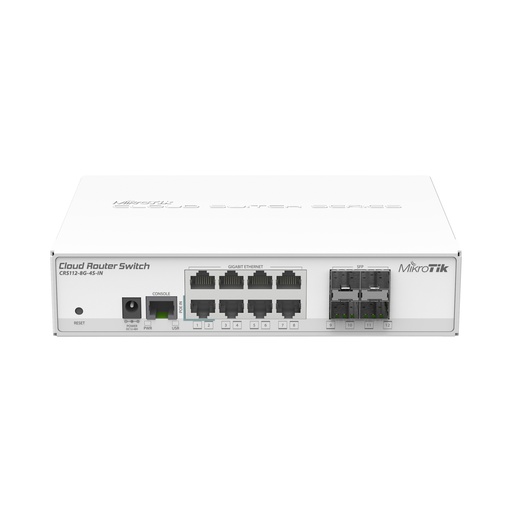 [CRS112-8G-4S-IN] Switch Mikrotik, 8 puertos Gigabit Ethernet, 4 puertos SFP 