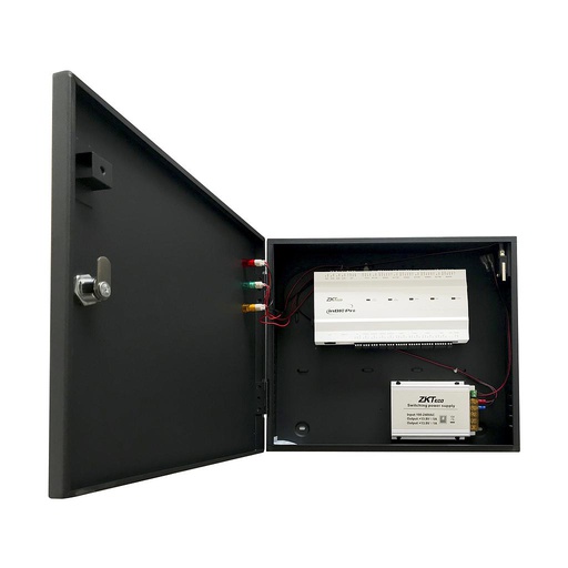 [INBIO460PACKAGEB] Panel IP biométrico de control de acceso para 8 lectoras y 4 puertas, incluye caja metálica y fuente de alimentación, marca ZKTeco