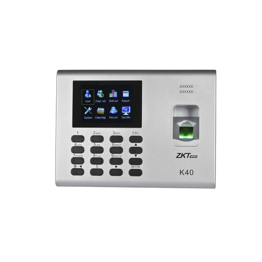 [K40/ID] Terminal de tiempo y asistencia con funciones de control de acceso, y lector de tarjetas marca ZKTeco