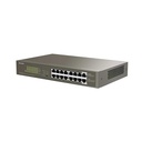 Switch PoE extendido TEG1116P-16-150W, puertos: 16 GE PoE, 150 watts, montaje en rack, 4 modos de operación, marca Tenda.