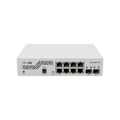 [CSS610-8G-2S+IN] Cloud Smart Switch, 8 puertos Gigabit, 2 puertos para SFP+, sistema operativo SwitchOS, marca Mikrotik
