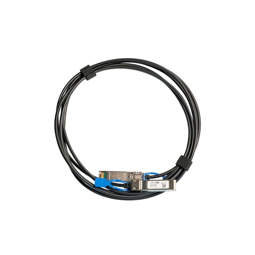 [XS+DA0001] Cable óptico para conexión directa entre routers o switches de marca Mikrotik, conector en forma SFP, 25Gbps, 1 metro de largo. 