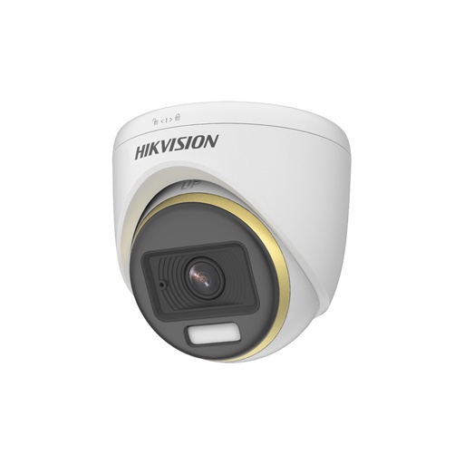 [DS-2CE70DF3T-PFS] Cámara Turbo domo Color Vu, resolución 1080P, imagen a color 24/7, lente fijo, iluminación LED de 20 mts, 4 Hibrida, carcasa plástica. marca Hikvision, con audio incorporado 