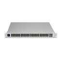 Switch Unifi profesional 48 puertos, capa 3 administrable, puertos: (48) RJ45 de 1GbE y (4) SFP+ de 10G, marca Ubiquiti.