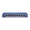 Switch PoE+, 8 Puertos Gigabit 802.3 af/at (30W), 1 Puerto Gigabit Uplink, 1 Puertos SFP, Marca Hikvision