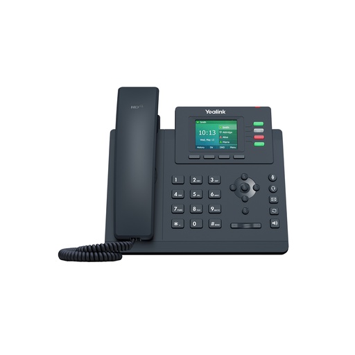 [SIP-T33P] Teléfono IP básico con 4 líneas Gran calidad de voz HD para llamadas nítidas Conferencia hasta 5 participantes Funciones con 6 botones personalizables Alimentación PoE con un solo cable Pantalla LCD 2.4'' a color