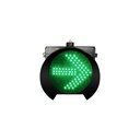 Semáforo led tipo flecha verde de 30 cms., carcasa de policarbonato, visera tipo túnel, marca Fama.