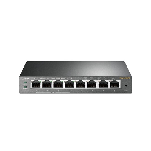 [TL-SG108PE] Switch de 8 puertos Gigabit, 4 puertos con PoE y 4 puertos sin PoE, para escritorio, administrable vía Web, marca TP-Link
