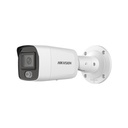 Cámara IP ColorVu tipo bala, resolucioón 4 MPX, imagen a color las 24 horas, lente fijo 2.8mm, captura de rostro, IP67, WDR, 12V, PoE. Marca Hikvision