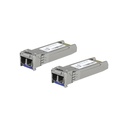 Módulos (pareja) SFP/SFP+ de 10 Gbps, fibra monomodo, LC UPC dúplex, 10 kms., marca Ubiquiti.