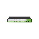 Switch de 24 puertos rj45 10/100 mbps con POE 2 puertos Uplink H(10/100/1000 Mbps) + 1 Uplink SFP modulo optico no administrable compatible con cualquier camara ip onvif soporta hasta 250m de distancia sobre utp cat6, marca ZKTeco