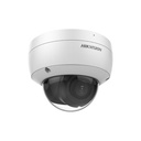 Cámara Ip tipo domo, resolución 4 Mpx, lente fijo, tecnología AcueSense para filtrado de alarmas, IR 30 mts, micrófono integrado, IP66, IK10, 12V, PoE. Marca Hikvision