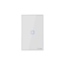 Interruptor de pared inteligente sencillo T2US1C , botón touch, 100-240VAC, Wi-Fi y RF433MHz, blanco, marca Sonoff.