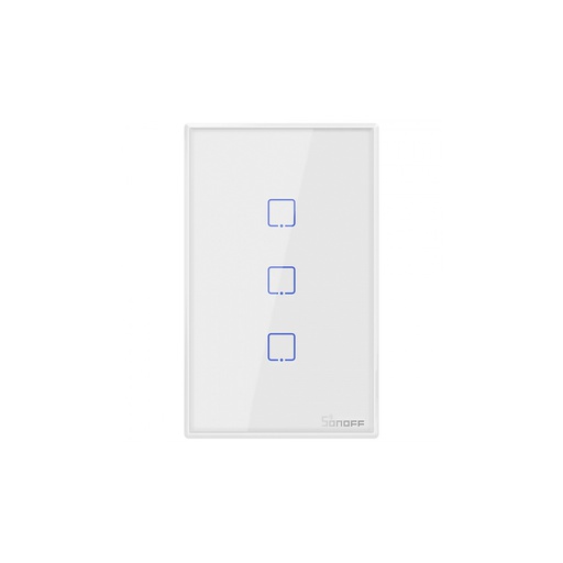 [T2US3C] SONOFF TX - Interruptor de pared inteligente con botones touch, 3 gang, 100-240V AC 50/60Hz, 6A/Total, WiFi, RF 433MHz.
