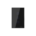 Interruptor de pared inteligente triple T3US3C , botón touch, 100-240VAC, Wi-Fi y RF433MHz, negro, marca Sonoff.