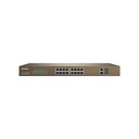 Switch PoE extendido TEF1218P-16-250W, puertos: 16 FE PoE, 2 GE y 1 SFP, 250 watts, marca Tenda.