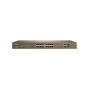 Switch L2 no administrable TEF1218P-16-250W, 16 puertos PoE FE + 2 puertos GE + 2 SFP GE, marca Tenda