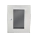 Gabinete de acero para montaje en pared, puerta de vidrio con chapa, de 40x30x15cms., IP66, IK10, placa de montaje, color gris, marca Tibox.