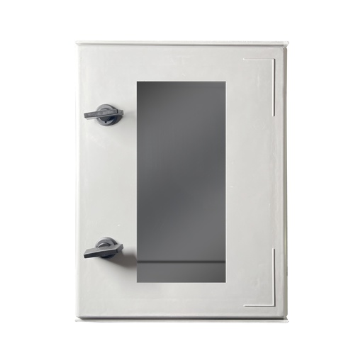 [TX 430] Gabinete de polyester para montaje en pared, puerta de vidrio con chapa, de 40x30x20cms., IP65, anti corrosión y humedad, color gris, marca Tibox.