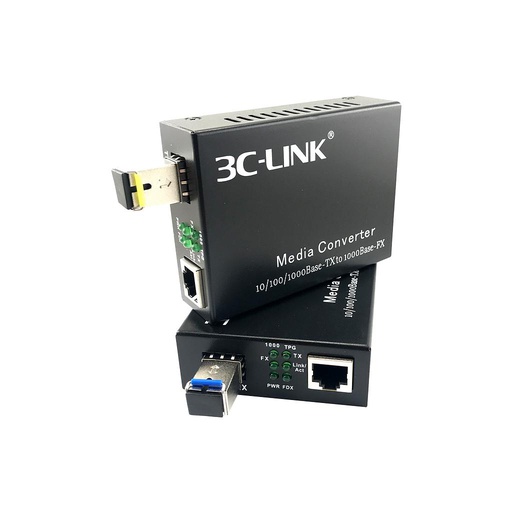 [3CM-SFP0101G] Media converter para datos 1 puerto ethernet 10/100/1000Mb conector SFP 1.25Gb, marca 3C-LINK