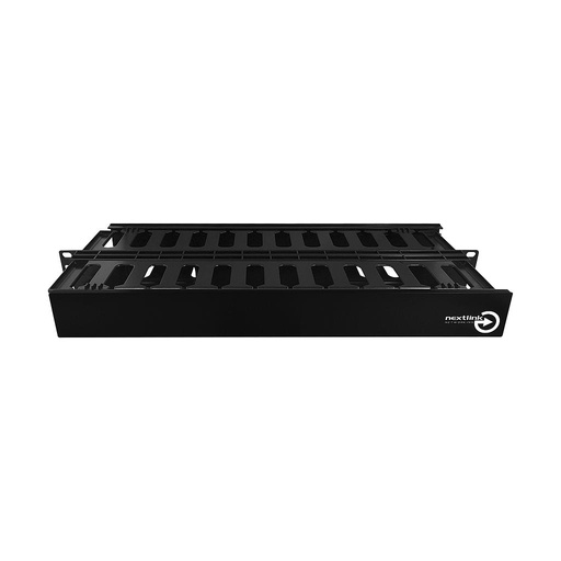 [GICE-1UD] Organizador Horizontal de cableado de 1U, doble, PVC, color negro, marca Nextlink