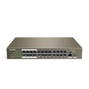 Switch PoE extendido TEF1126P-24-250W, puertos: 24 FE PoE, 2 GE y 1 SFP, 250 watts, montaje en rack, 4 modos de operación, marca Tenda.